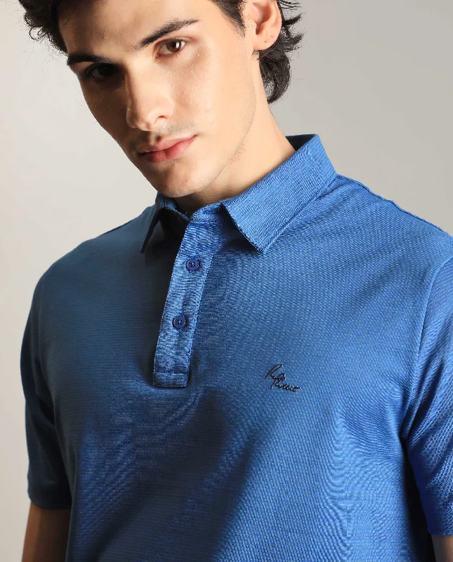 Bundle and save: Shop men’s fashion and enjoy exclusive discounts.  Rare Rabbit Men's Tunas Light Blue Cotton Polyester Fabric Collared Neck Half Sleeves Striped Polo T-Shirt