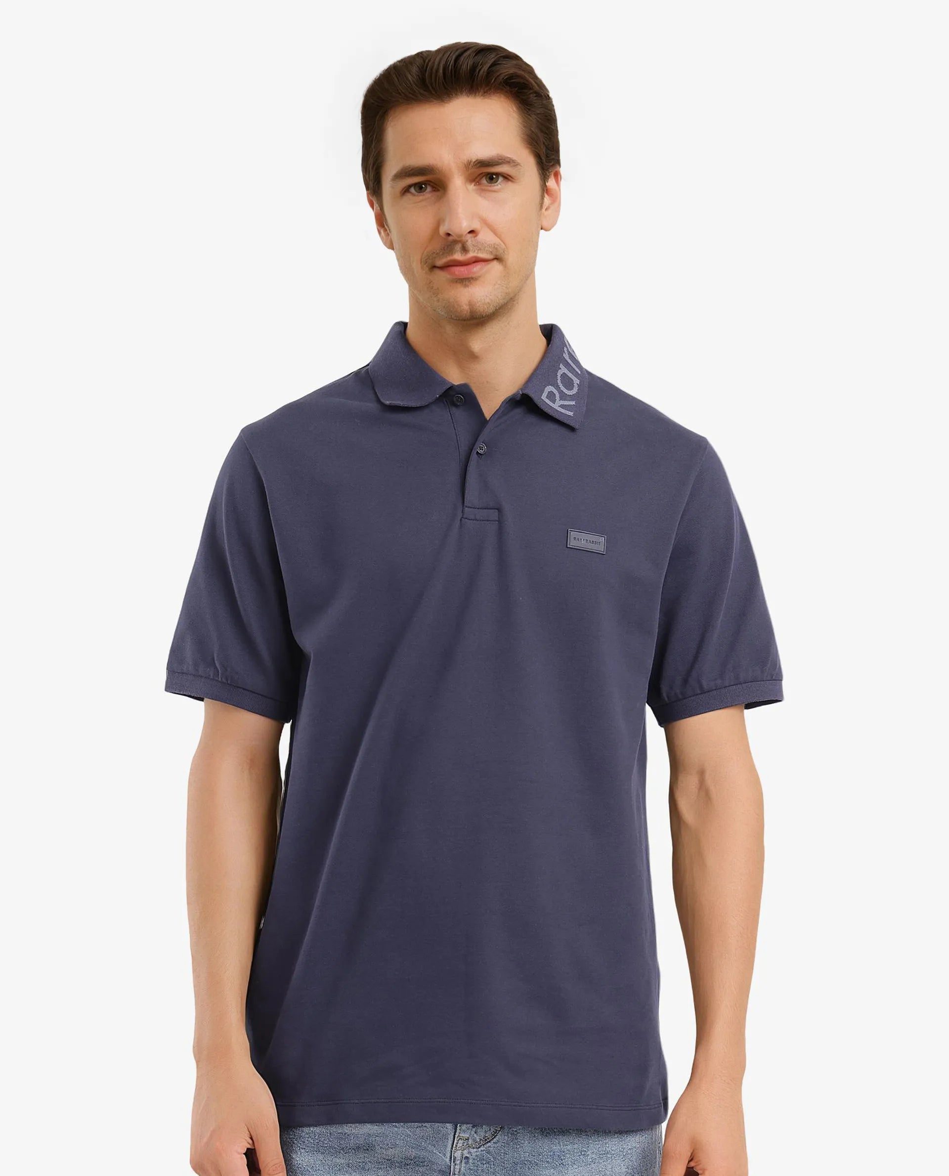 Massive discounts on all clothing items – Shop now for the best prices.  Rare Rabbit Men Vinc Navy Short Sleeve Collared Neck Button Closure Plain Polo