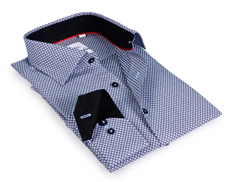 Seasonal discounts on stylish clothes – Perfect for any occasion!  Long Sleeve Black Shirt with contract trimming // Dual cuffs// contemporary fit