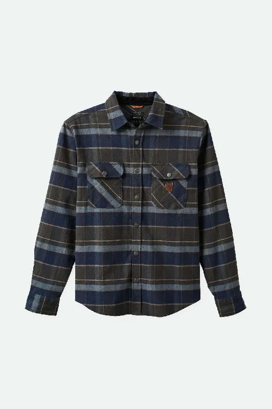 Unbeatable discounts on top-selling apparel – Only available online.  Builders Bowery Stretch Water Resistant L/S Flannel - Washed Navy/Black/Coronet Blue