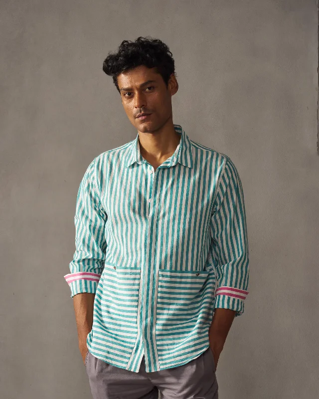 Affordable clothing for men and women – Shop today for big savings.  Hunter Shirt - Teal & White Stripes