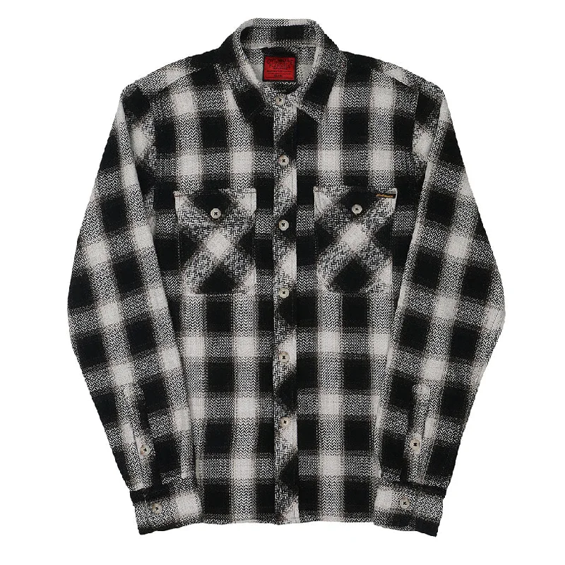Shop the best clothing brands at amazing prices –   Long Sleeve 2 Notch Flap Pocket Shirt / JAPANESE COTTON Flannel - Black/White