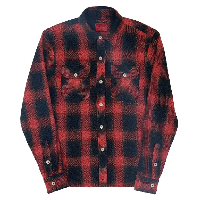 Clearance sale – shop men's clothing at discounted prices!  Long Sleeve 2 Notch Flap Pocket Shirt / JAPANESE COTTON Flannel - Red/Black