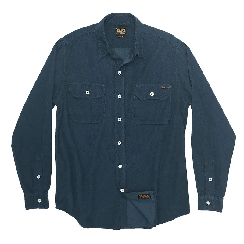 Shop stylish  fashion – Get huge savings on men’s clothing.  Long Sleeve Notch Flap Shirt 28-Wale Light Weight Corduroy - Dark Slate Blue