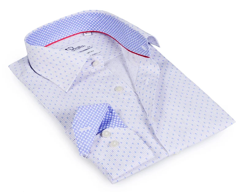 Shop affordable clothing for every season – Big savings this weekend only!  White Long Sleeve Shirt with contract trimming // Dual cuffs// contemporary fit