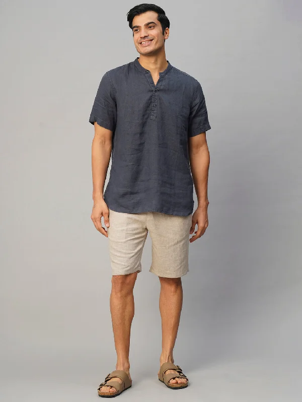 Exclusive offers on the latest clothing styles for men .  Men's Navy 100% Linen Slim Fit Shirt