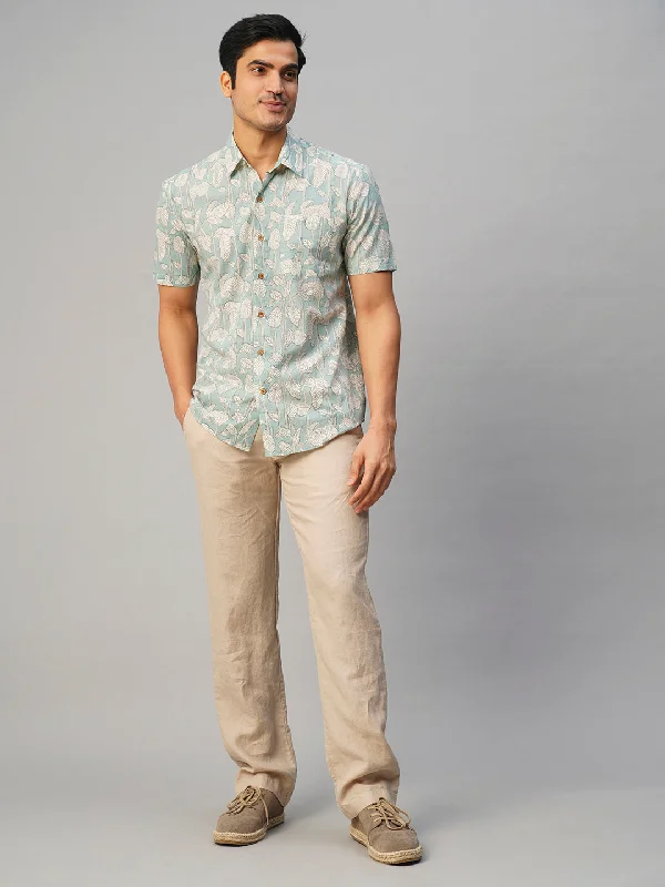 Shop the latest clothing deals – Huge discounts on fashion essentials!  Men’s Cotton Hand Block Printed Regular Fit Grey Shirt