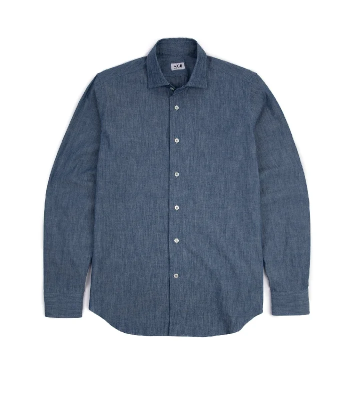 Seasonal clearance – Save on all clothing essentials this weekend.  MCR Slim Japanese Chambray Shirt: Dark Blue