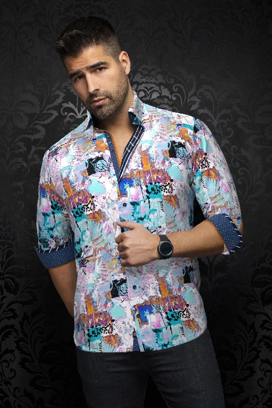 Shop the latest men’s styles at unbelievable prices.  AU NOIR | Long Sleeve Shirt | Olson Light Turquoise