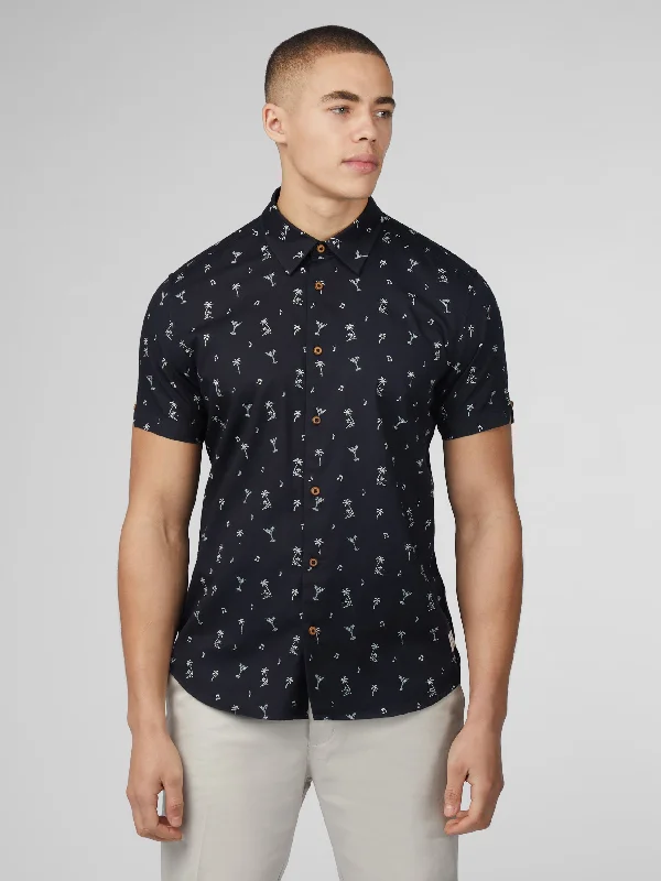 Flash sale on trendy clothing – Limited time offers available online.  Scattered Print Shirt - Black