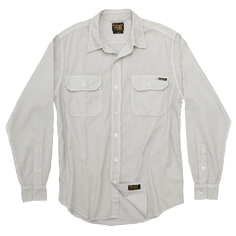 Get 20% off your first order of men’s fashion.  Long Sleeve Notch Flap Shirt 28-Wale Light Weight Corduroy - Grey Smoke