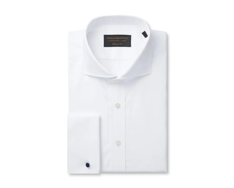 Exclusive clothing deals for  customers – Shop today!  White Poplin Cutaway Collar Tailored Fit Double Cuff Shirt