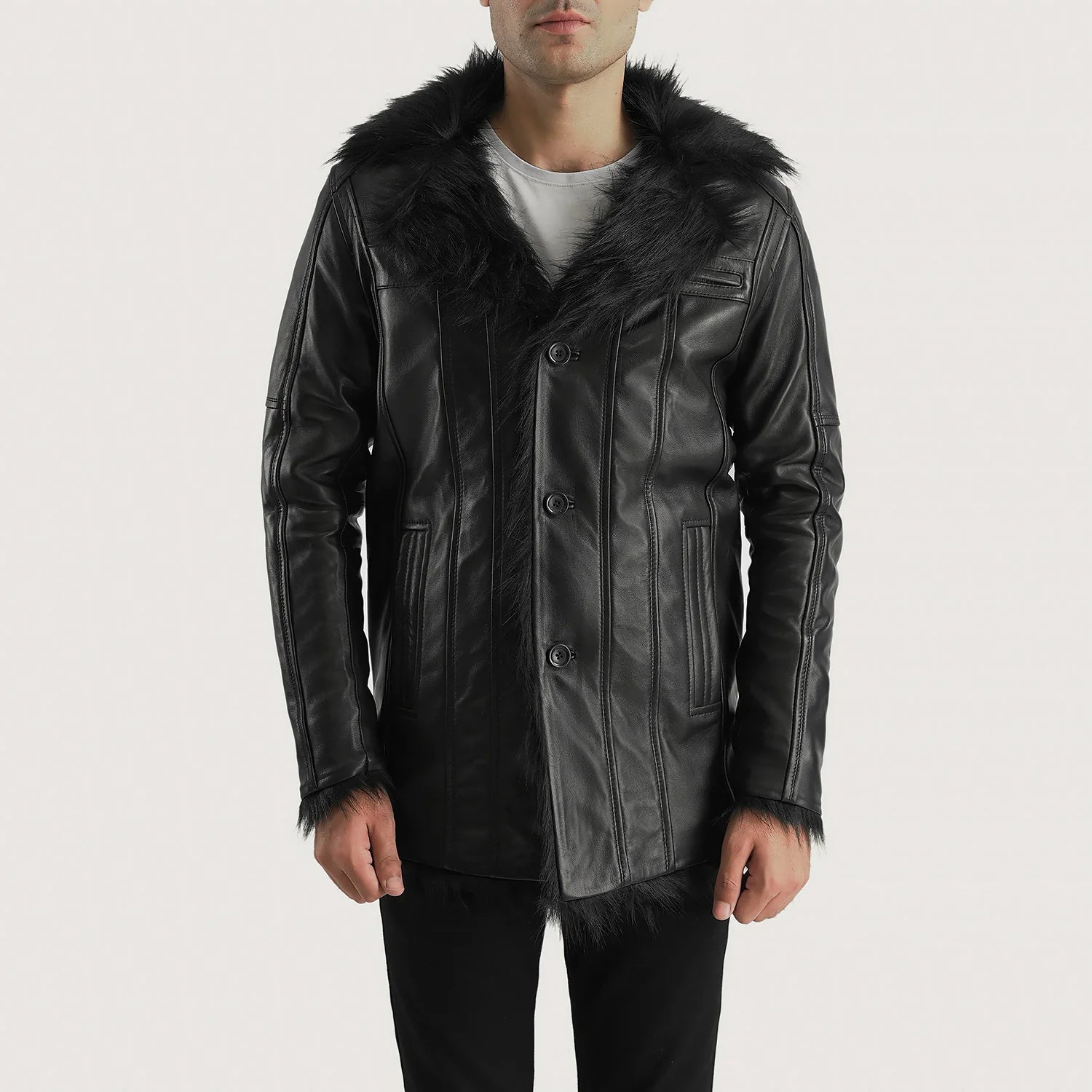 Save big on men’s casual wear – today only!  Furcliff Black Leather Coat
