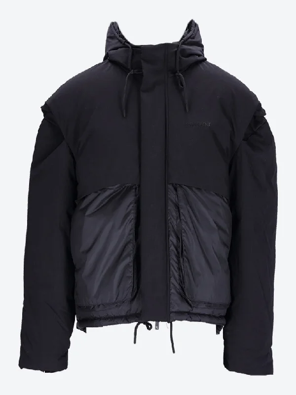 Shop men’s  clothing for all seasons – Save big today!  Layered hooded puffer