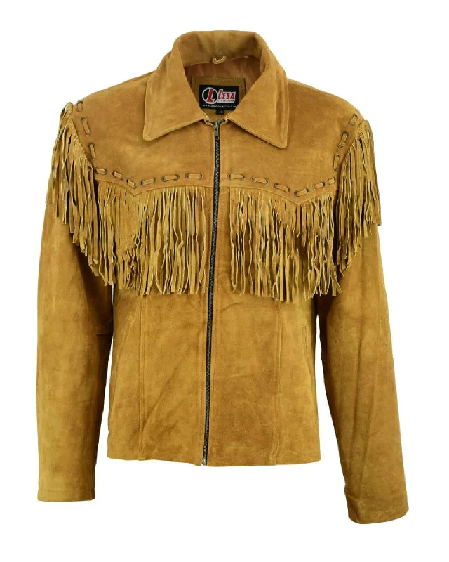 Affordable clothing for men and women – Shop today for big savings.  Mens New Native American Western Brown Suede Leather Jacket Fringe Tassels