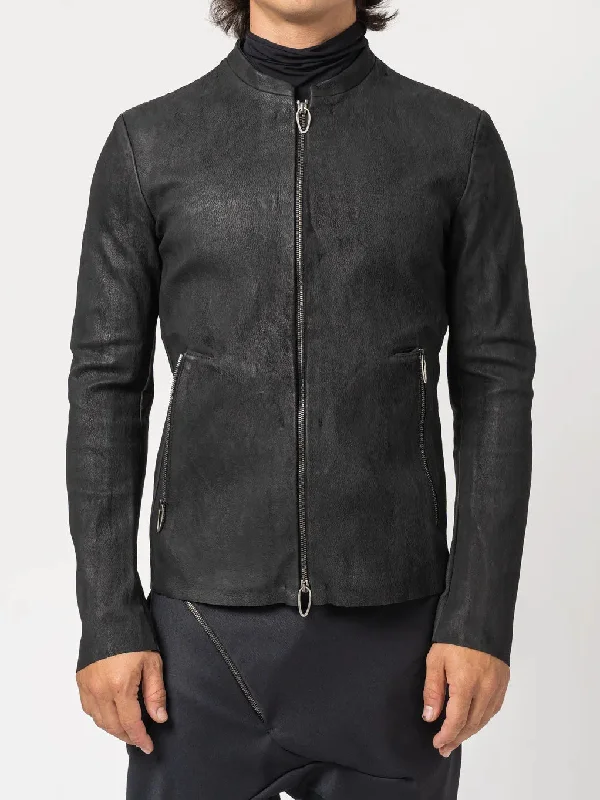 Get trendy clothes for less – Big savings on fashion basics!  Black Textured Leather Jacket