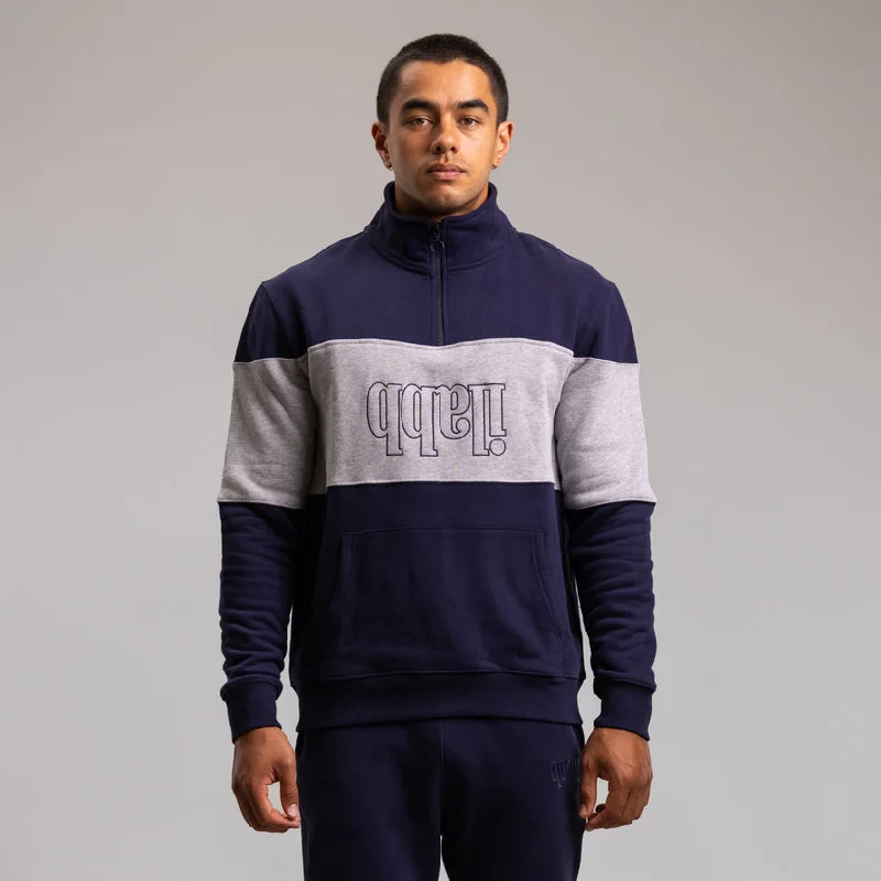 Shop the best  fashion at prices you can’t beat.  Ilabb Men's Morris Block Quarter Zip Navy Grey